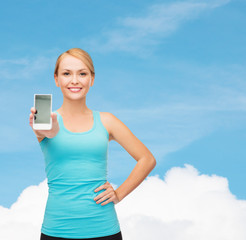 Poster - sporty woman with smartphone