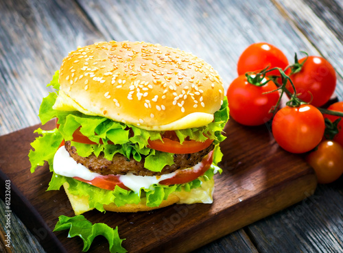 Obraz na płótnie canvas trzyczęściowy "tryptyk" Burger