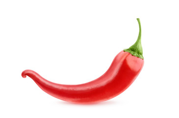 Poster - Isolated pepper. One red chili pepper isolated on white background