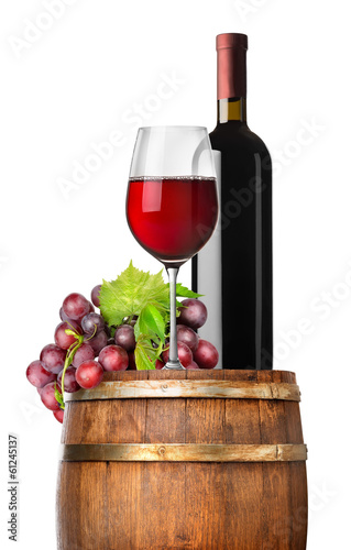 Board z aluminiowym obramowaniem Winogrono i wino na beczce