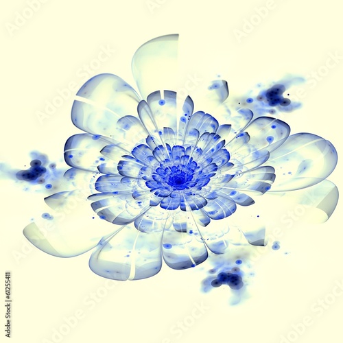 Plakat na zamówienie Blue light fractal flower, digital artwork