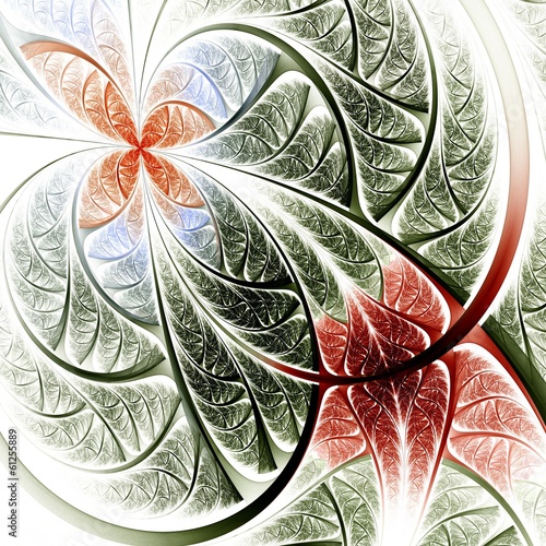 Naklejka - mata magnetyczna na lodówkę Red and green fractal flower