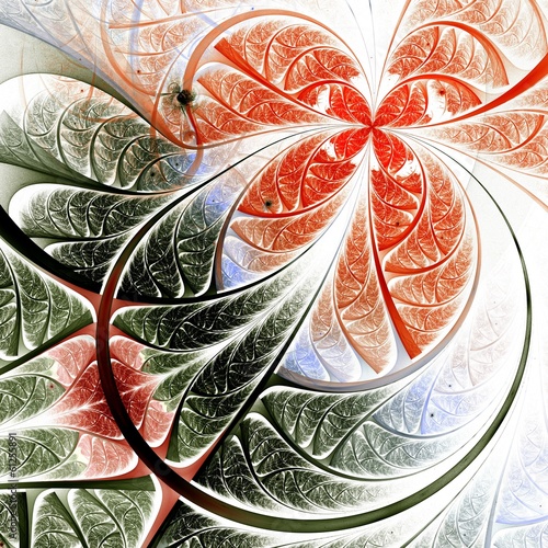 Fototapeta na wymiar Red and green fractal flower