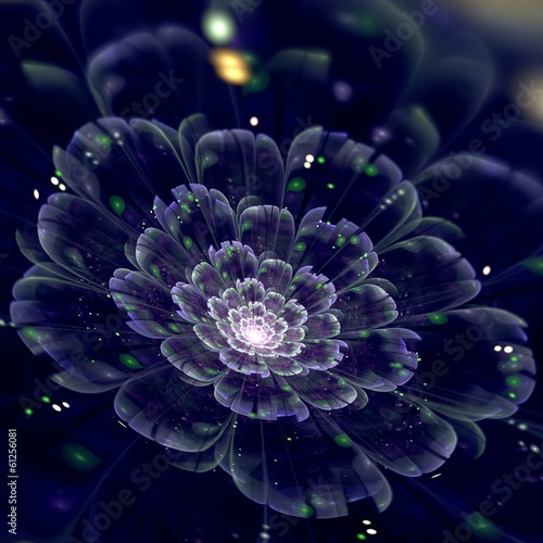 Fototapeta na wymiar Dark blue fractal flower, digital artwork