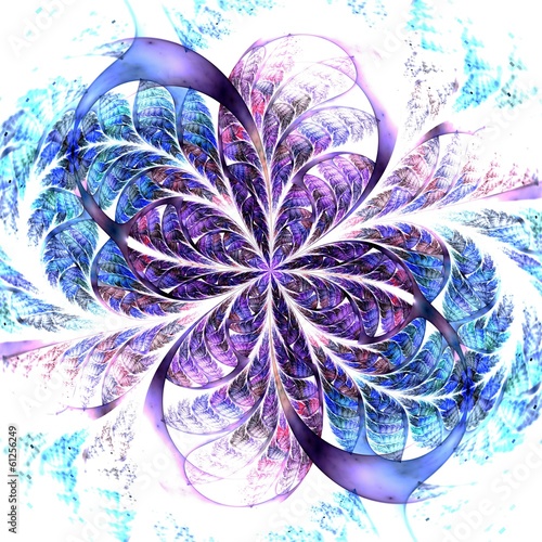 Fototapeta na wymiar Pink and blue fractal flower, digital artwork