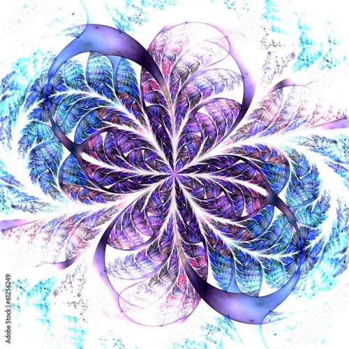 Obraz w ramie Pink and blue fractal flower, digital artwork