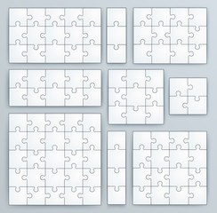 Wall Mural - Jigsaw Puzzle Templates. Set of puzzle  pieces