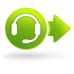 Fototapete - assistance téléphonique sur symbole web vert