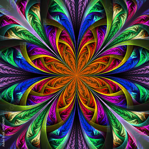 Obraz w ramie Beautiful multicolor fractal flower. Computer generated graphics