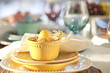 Selective focus view of Easter dining scene