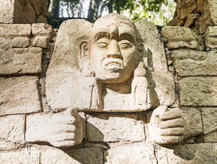 Carved Mayan God at Copan, Honduras