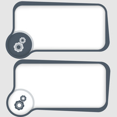 set of two vector text frames and cogwheels