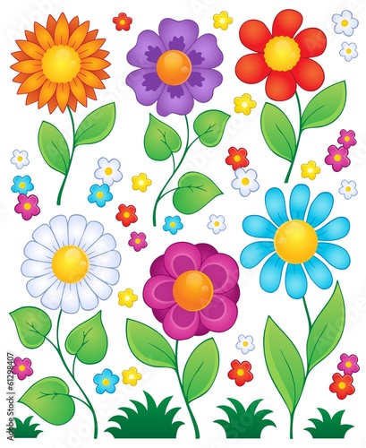 Obraz w ramie Cartoon flowers collection 3