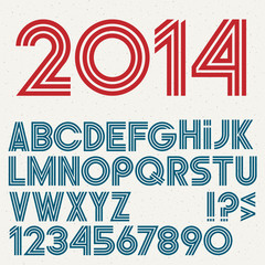 Wall Mural - vector font, numbers and punctuation marks