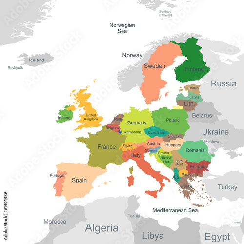 Naklejka samoprzylepna Mapa unii europejskiej