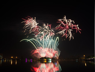 colorful  fireworks on the black sky background