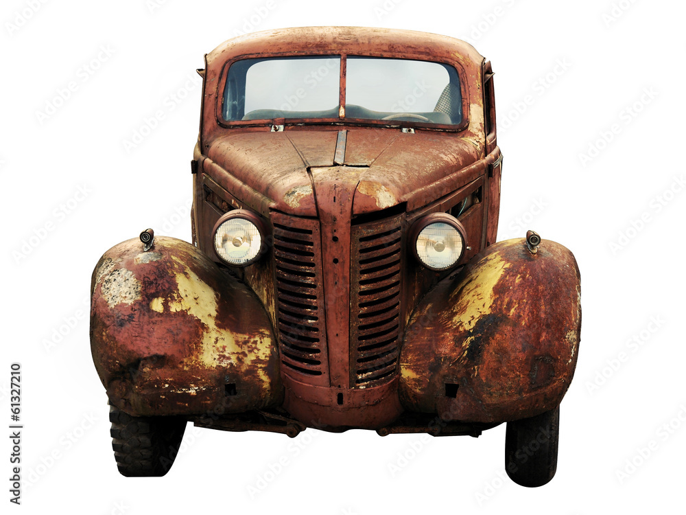 rusty old car - obrazy, fototapety, plakaty 