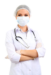 Canvas Print - Medical worker isolated on white