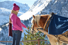 Girl And A Horse. Braunwald, Switzerland