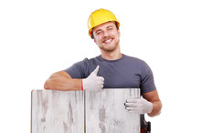 Carpenter Holding The Floor Panel
