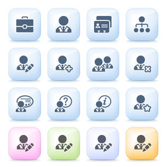 Canvas Print - Users icons on color buttons.