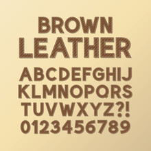 Abstract Brown Leather Font And Numbers, Eps 10 Vector