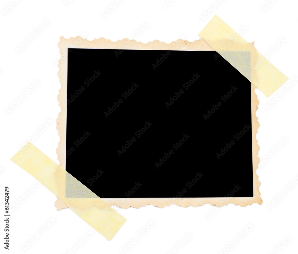 Blank old photo isolated on white