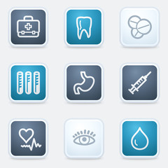 Wall Mural - Medicine web icon set 1, square buttons