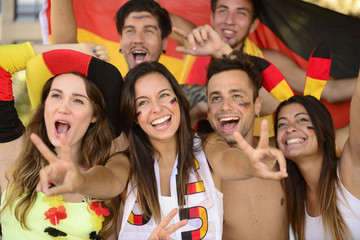 German sport soccer fans celebrating victory.