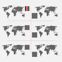 Wall Mural - set of dotted world maps in different resolution