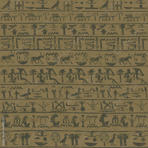 Obraz w ramie Ancient wall with Egyptian hieroglyphs grunge background