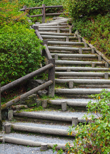 Naklejka na drzwi Wooden staircase to mountian