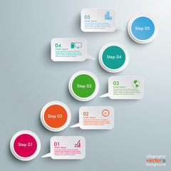 Wall Mural - circles chart 5 options speech bubbles