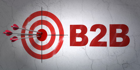 Canvas Print - Business concept: target and B2b on wall background