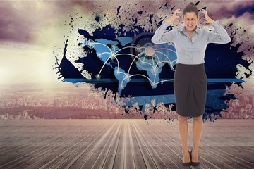 Poster - Composite image of frustrated businesswoman shouting