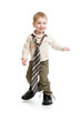 © Andrey Kuzmin - Adorable boy in big father's shoes isolated on white