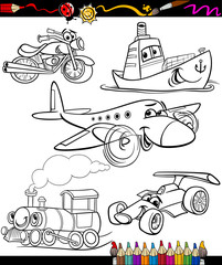 Wall Mural - transport set for coloring book