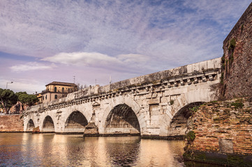 Wall Mural - Bridge of Tiberius in Rimini, Italy