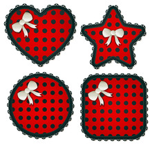 Red Polka Dot Sewing Patches Set