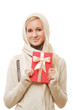 © lenets_tan - Pretty blonde in warm clothing with xmas gift box