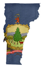 Wall Mural - Grunge state of Vermont flag map