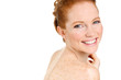 © GTeam - beautiful young redhead woman with freckles portrait on white
