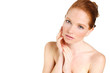 © GTeam - beautiful young redhead woman with freckles portrait on white