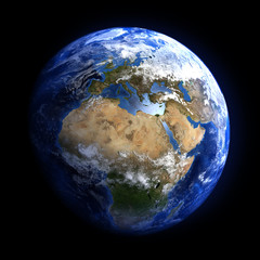 the earth from space showing europe and africa.