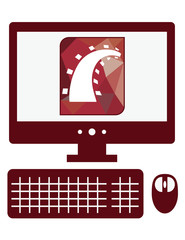 Wall Mural - vector icon of personal computer with ruby on rails sign on the