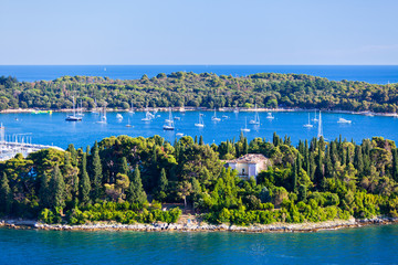 Poster - Croatia Islands and Adriatic Sea. Aerial View from Rovinj Belfry