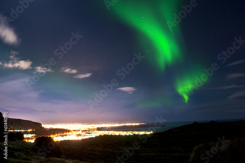 Tapeta ścienna Zorza polarna nad Islandią Reykjavik