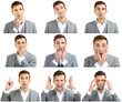 © Africa Studio - Collage of handsome emotional man isolated on white