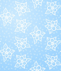 Poster - Seamless Floral Blue Background