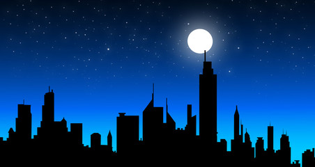 Wall Mural - City at Night -Vector